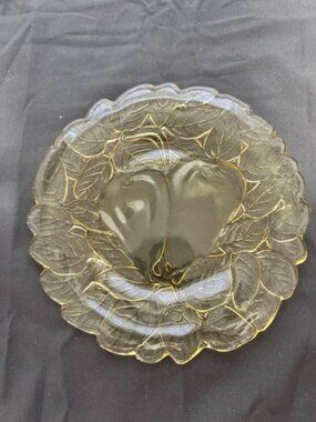 Vintage Indian Glass Tiara Sweet Pear Amber 8" Salad  Plate Burnt Honey